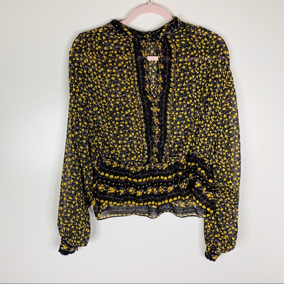Free People If I Had You Printed Blouse Medium - Picture 2 of 8